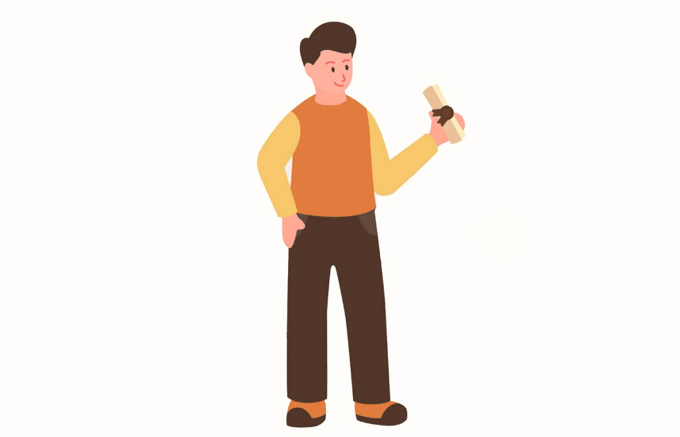 An illustration of a person holding a degree paper.